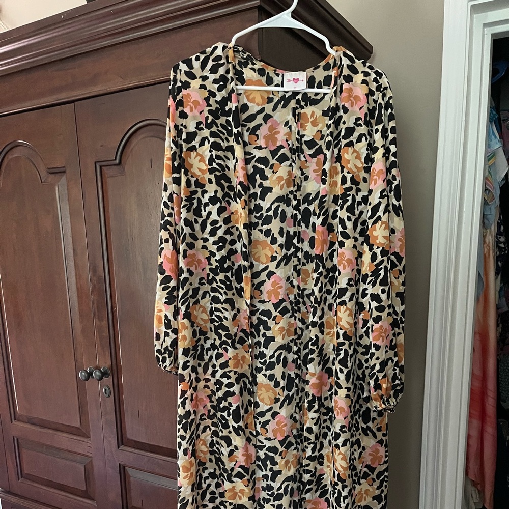 BuddyLove leopard floral kimono s/m runs big